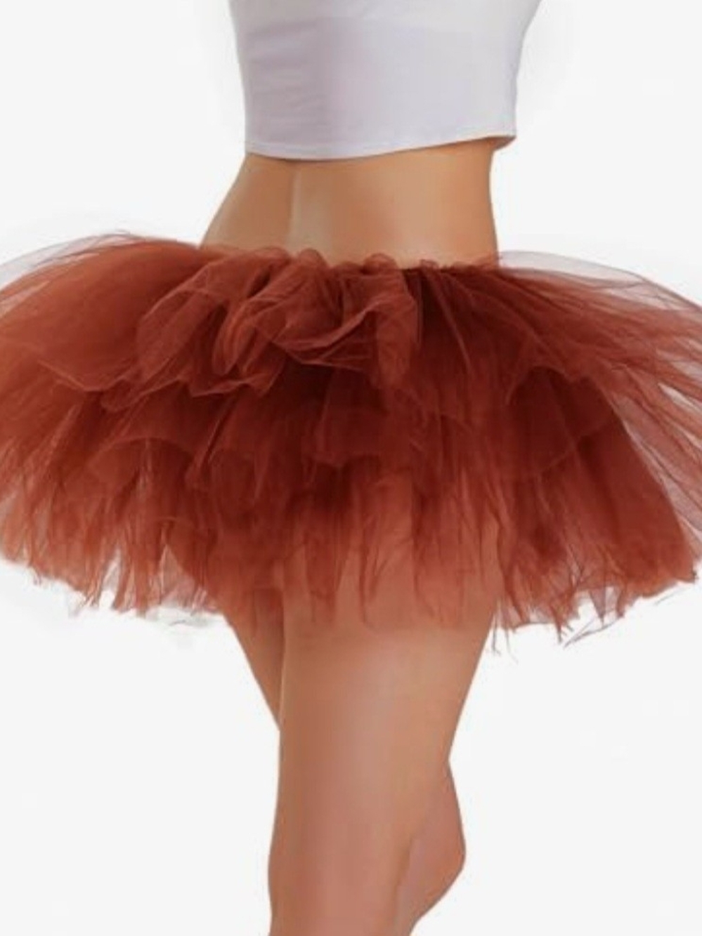 Rust Brown Layered Tulle Skirt - NWOT